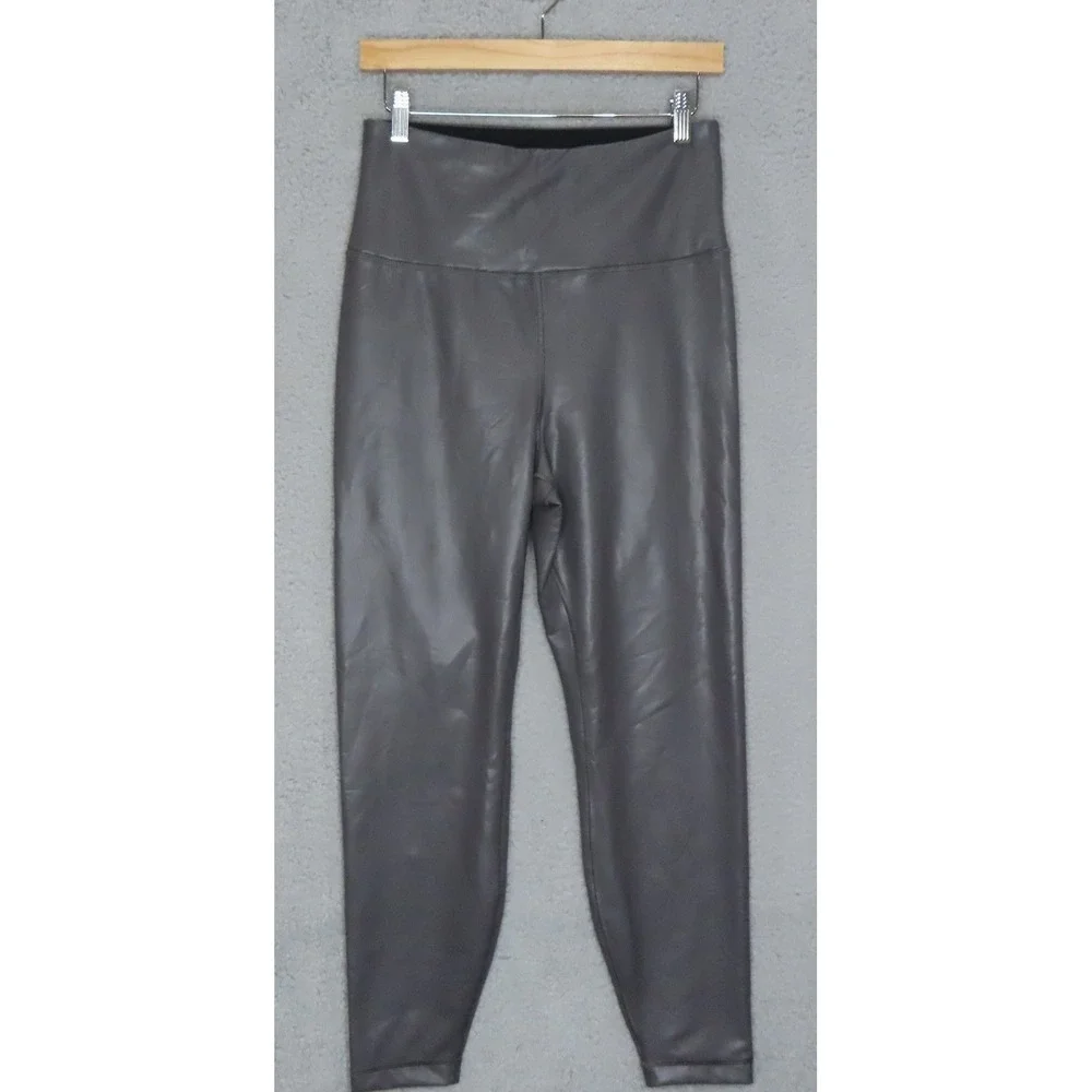 Yogalicious Lady Love Faux Leather Ankle Tight Leggings Pavement‎ Grey Large NEW
